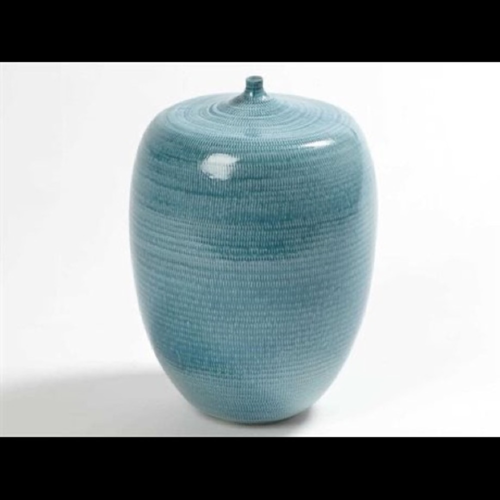 Global Views Fat Bottle Sea Blue Medium Urn